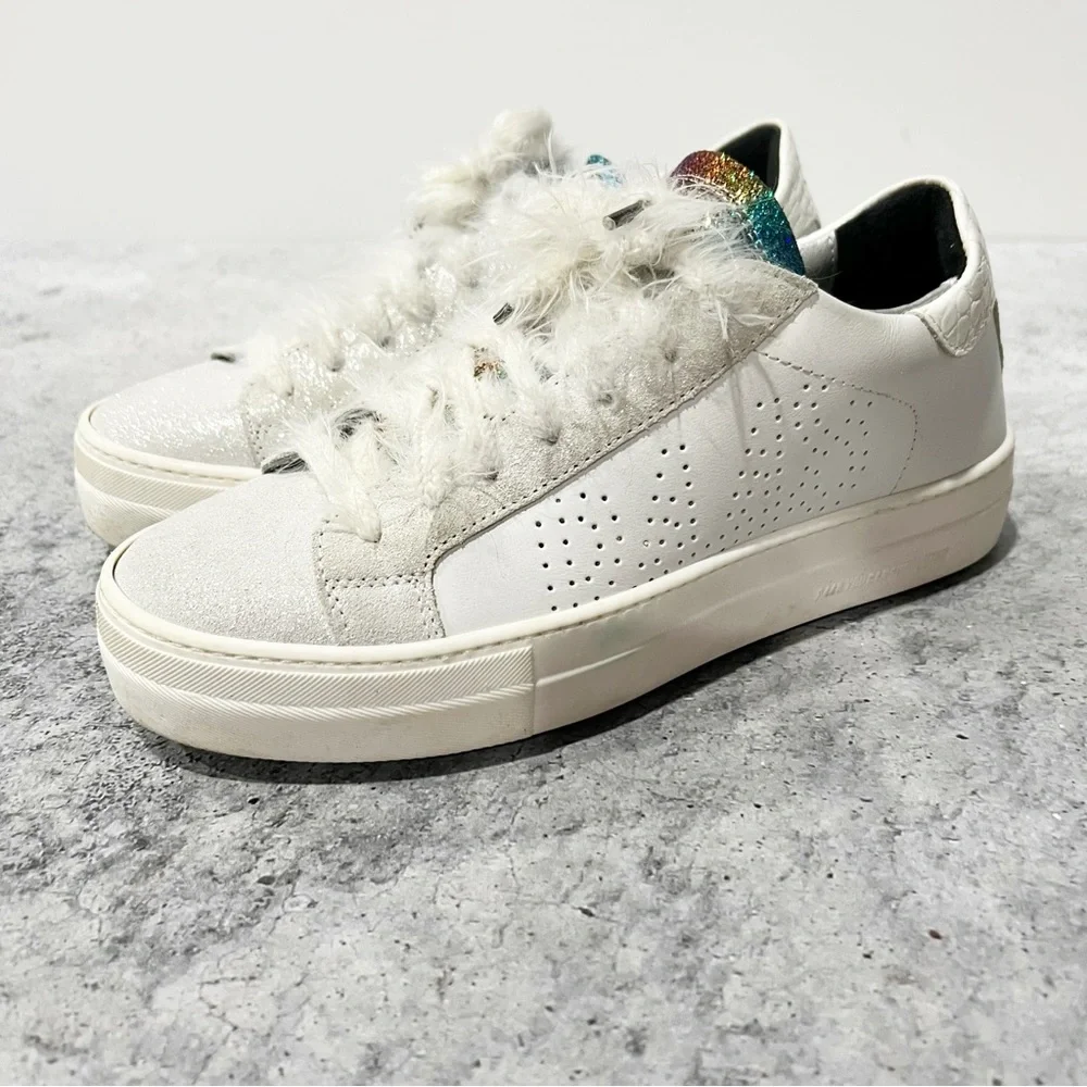 P448 Thea Rainbow Sneakers White Leather Size 39